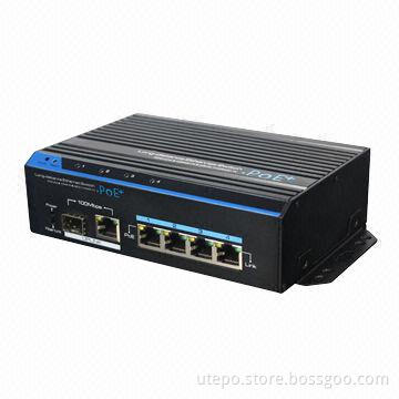 4-port PoE Long Distance Ethernet Switch with 100Mbps Optical and Ethernet Port, Up to 200m Distance